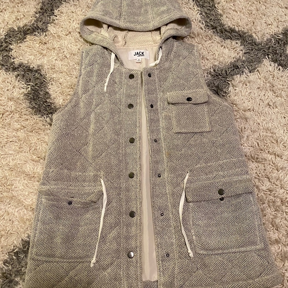 Jack Gray Herringbone Hooded Vest
